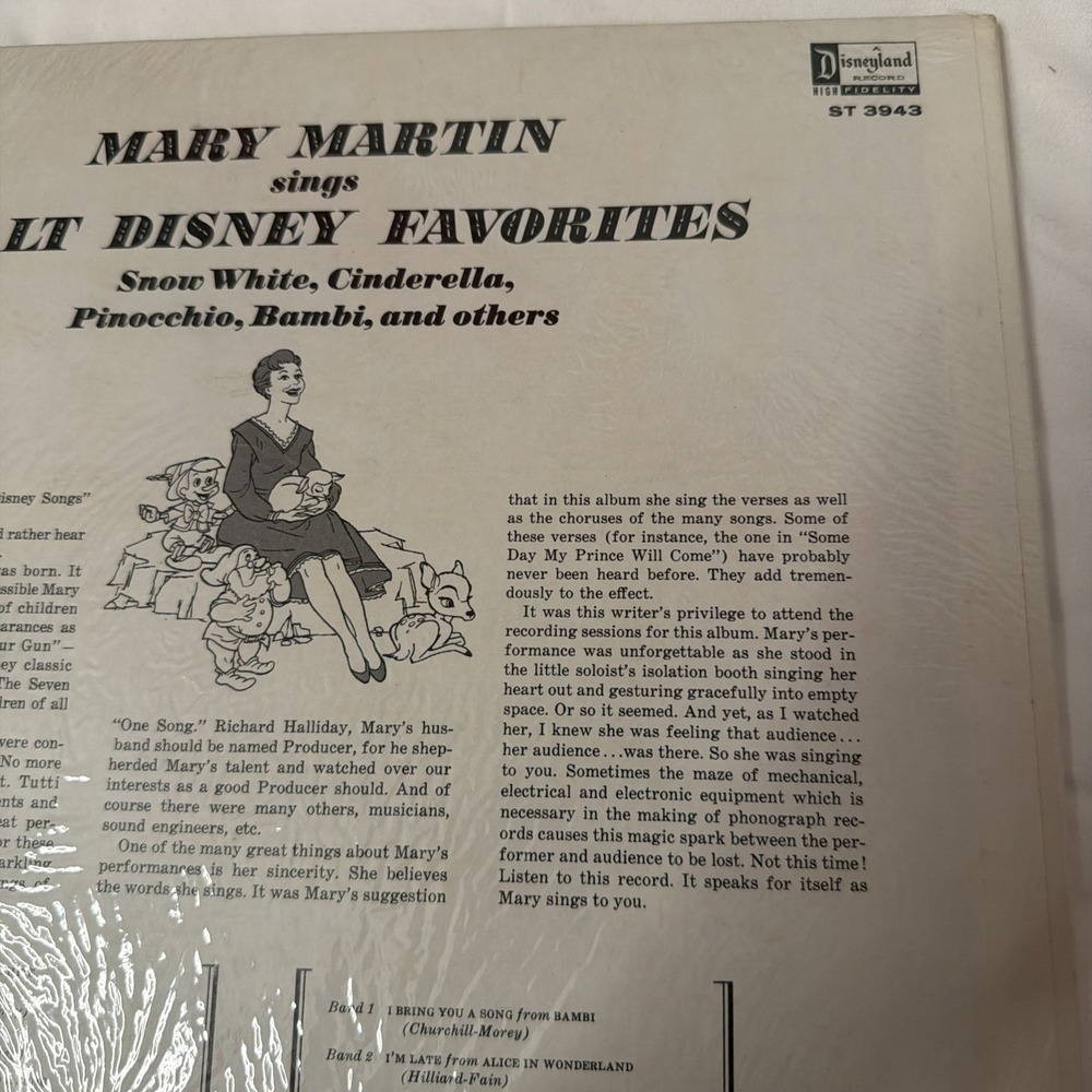 Disney 1966 Mary Martin Sings Walt Disney Favorites 33 1/3 SEALED 3943 - Picture 15 of 16